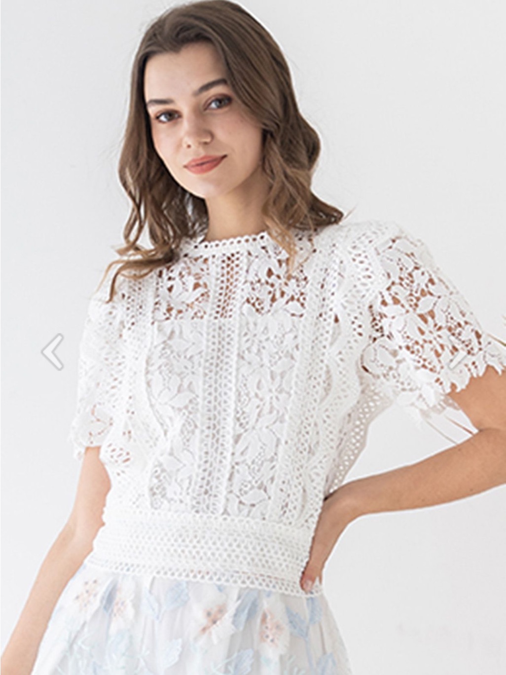 Chicwish-Lush Leaves Crochet Top In White-Size S
